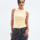 Butter Yellow Contrast Crewneck Top Basic