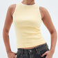 Butter Yellow Contrast Crewneck Top Basic