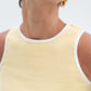 Butter Yellow Contrast Crewneck Top Basic