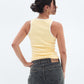 Butter Yellow Contrast Crewneck Top Basic