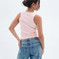 Baby Pink Contrast Crewneck Top Basic