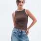 Brown x Pink Contrast Crewneck Top Basic