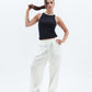 Black x White Contrast Crewneck Top Basic