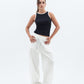 Black x White Contrast Crewneck Top Basic