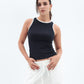 Black x White Contrast Crewneck Top Basic