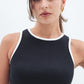Black x White Contrast Crewneck Top Basic