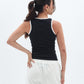 Black x White Contrast Crewneck Top Basic