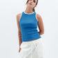 Blue x White Contrast Crewneck Top Basic