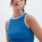 Blue x White Contrast Crewneck Top Basic