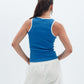Blue x White Contrast Crewneck Top Basic
