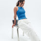 Blue x White Contrast Crewneck Top Basic