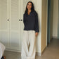 Charcoal Grey Pure Linen Blouse