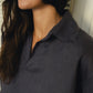 Charcoal Grey Pure Linen Blouse