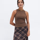 Brown Ribbed Crewneck Top