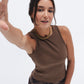 Brown Ribbed Crewneck Top