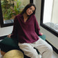 100% Pure Linen Burgundy Blouse