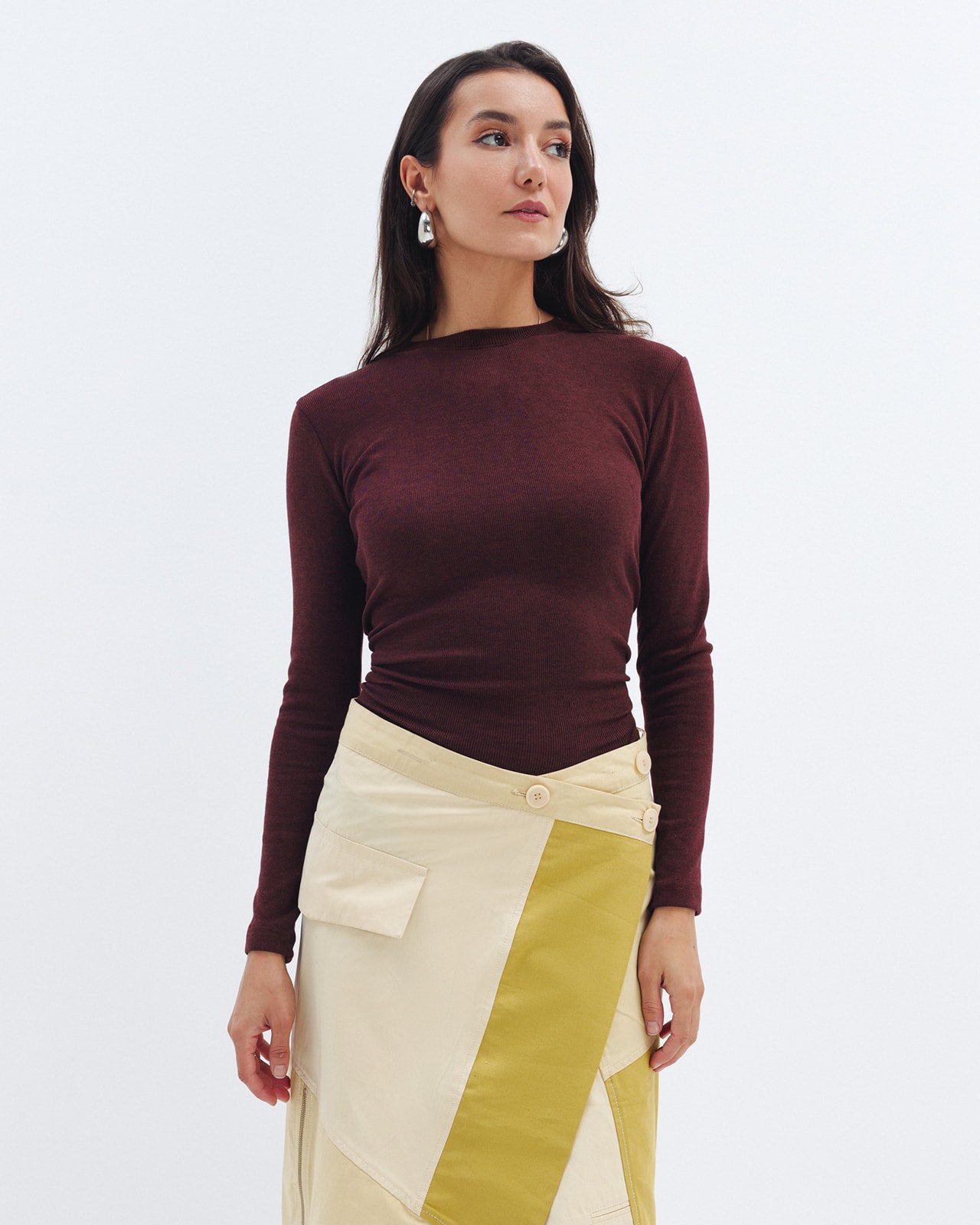 Burgundy Ribbed Long Sleeve Chocka