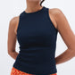 Dark Blue Ribbed Crewneck Top