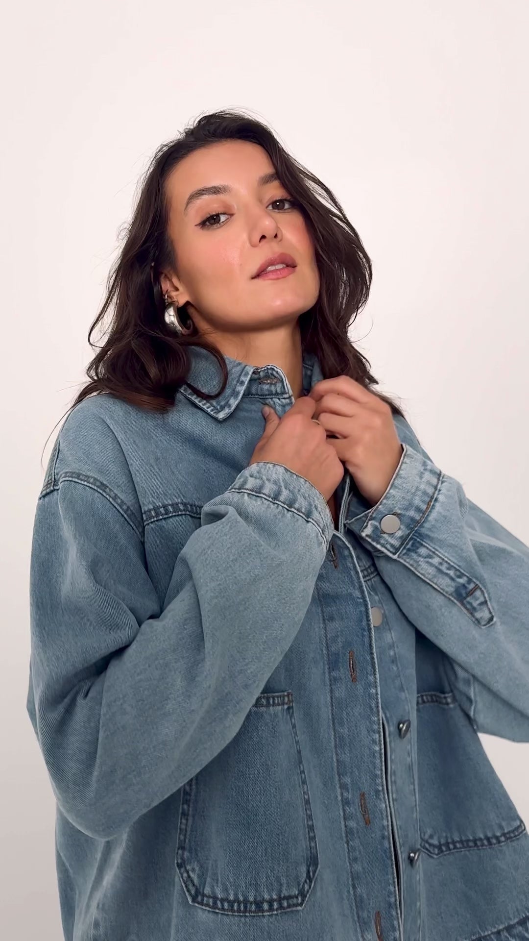 Video of women's blue denim jacket by Chocka Egypt