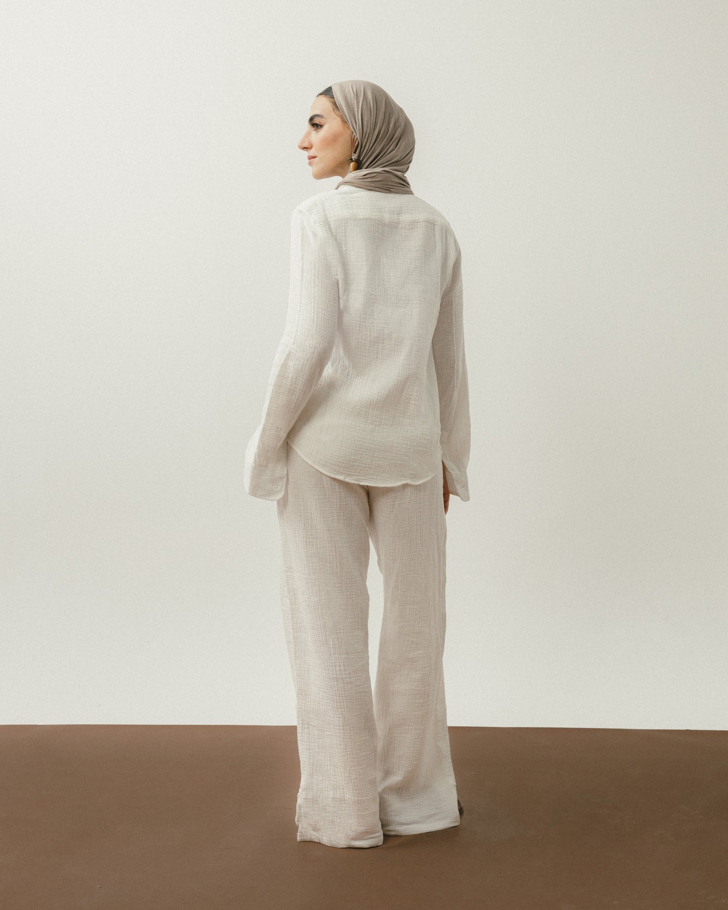 White Crinkle Pants